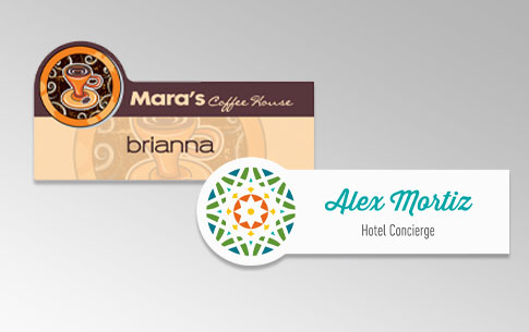 collage of color badges