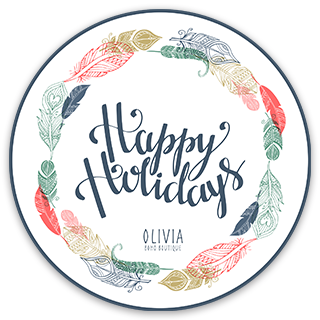 round happy holidays window decal