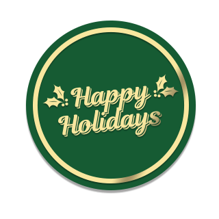 round happy holidays embossed seal