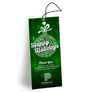 green happy holiday hang tag